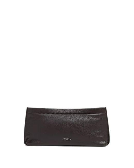 メンズ Zegna レザー クラッチバッグ White