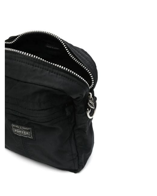 Porter-Yoshida and Co Black Logo-Tag Messenger Bag for men