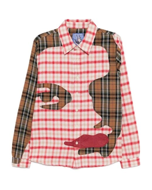 Kidsuper Red Patchwork Face Flannel Shirt for men