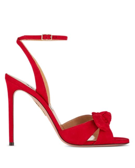 Aquazzura Red 105Mm Very Bow Tie Sandals