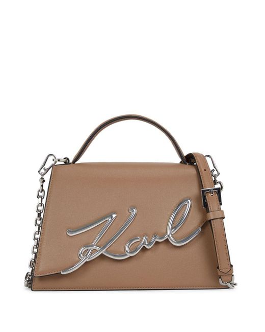 Karl Lagerfeld Metallic Signature Leather Crossbody Bag