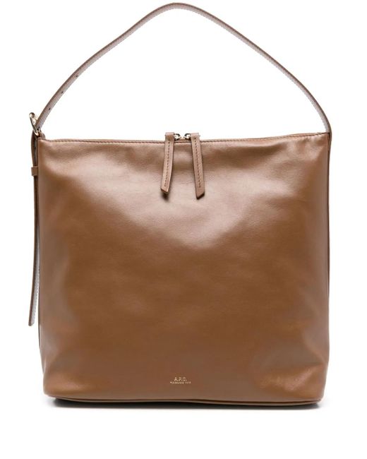 A.P.C. Brown Schultertasche aus Leder