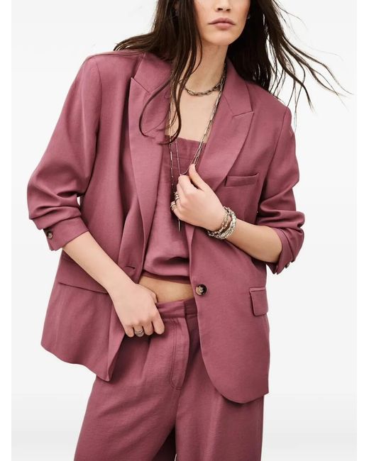 Ba&sh Pink Dalena Single-Breasted Notched-Lapel Jacket