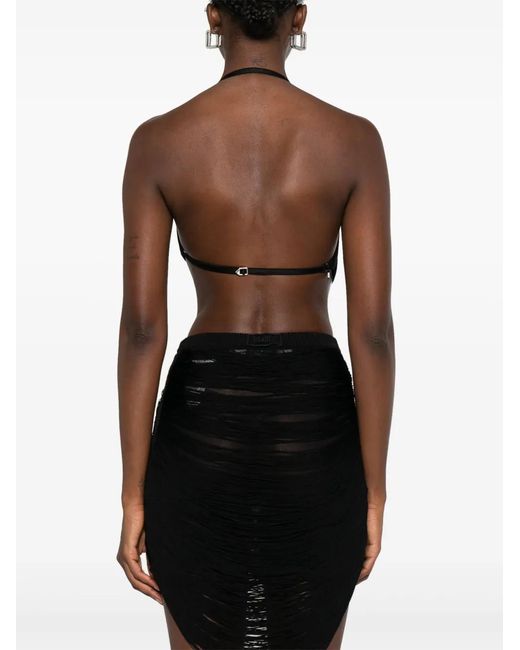 The Attico Black Multi-Strings Crop Top