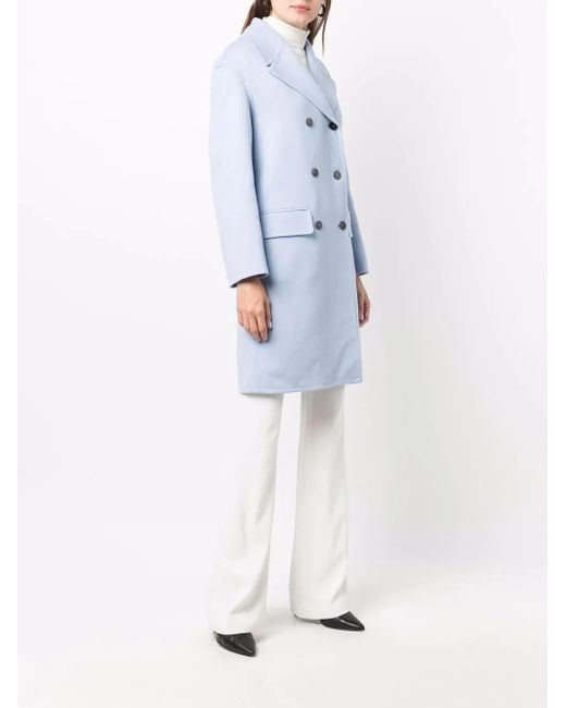 Ferragamo Blue Double-Breasted Coats