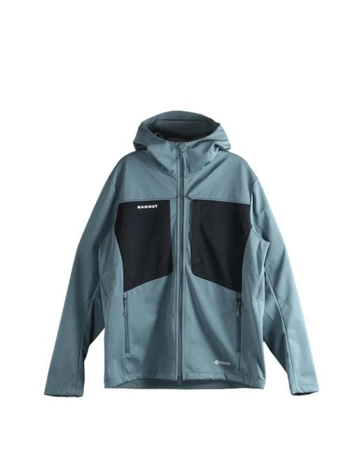 Mammut Blue Panelled Hooded Jacket for men