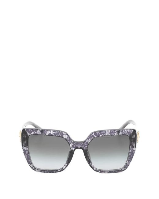 Dolce & Gabbana Gray Devotion Lace-Print Sunglasses