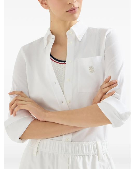 Brunello Cucinelli White Logo Shirt