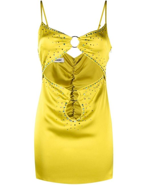 Danielle Guizio Sequin-embellished Cut-out Minidress in Yellow