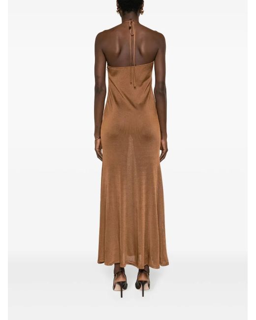 Tom Ford Brown Halterneck Flared Maxi Dress