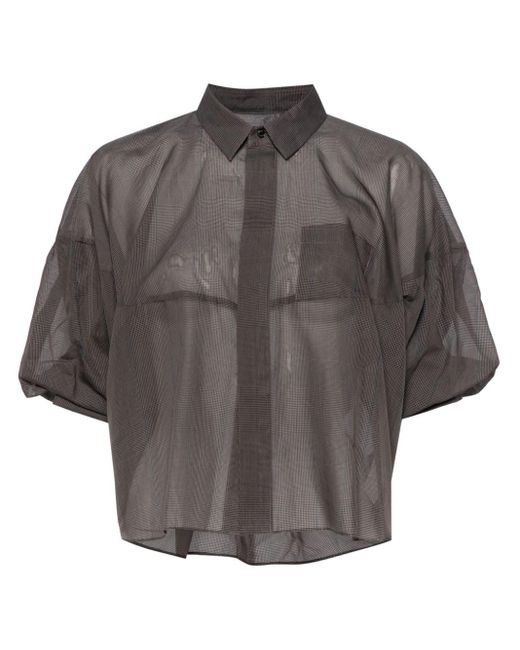 Sacai Gray Puff-sleeved Sheer Shirt