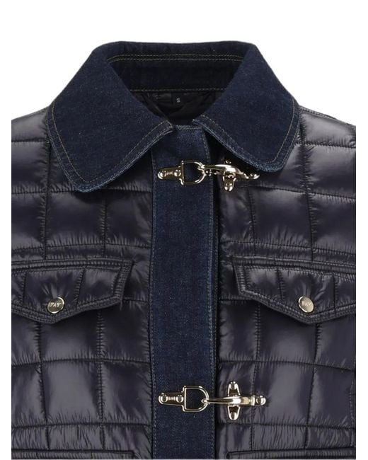 Fay Blue 3 Ganci Check-Quilted Jacket