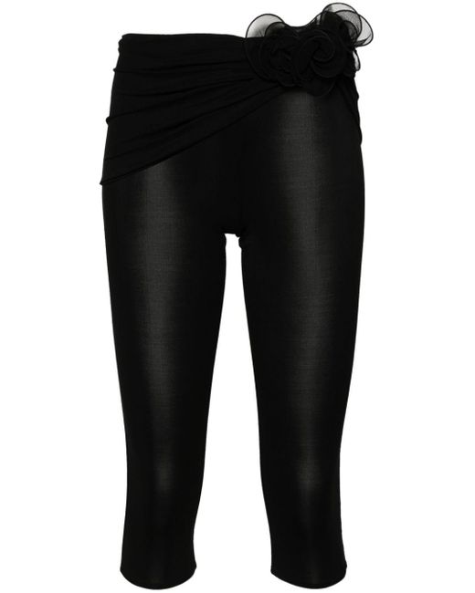 Magda Butrym Black Floral-appliqué Cropped leggings