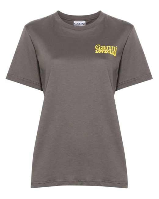 T-shirt Loveclub con logo di Ganni in Gray