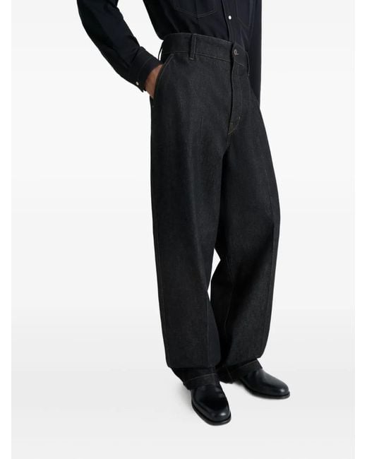Lemaire Blue Maxi Barrel Patch-Pockets Trousers for men