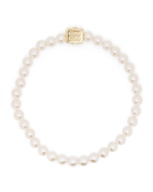 Miu Miu White Faux-Pearl Necklace