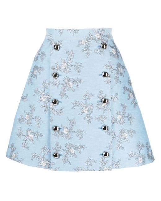 Macgraw Blue Portobello Patterned Jacquard A-line Skirt