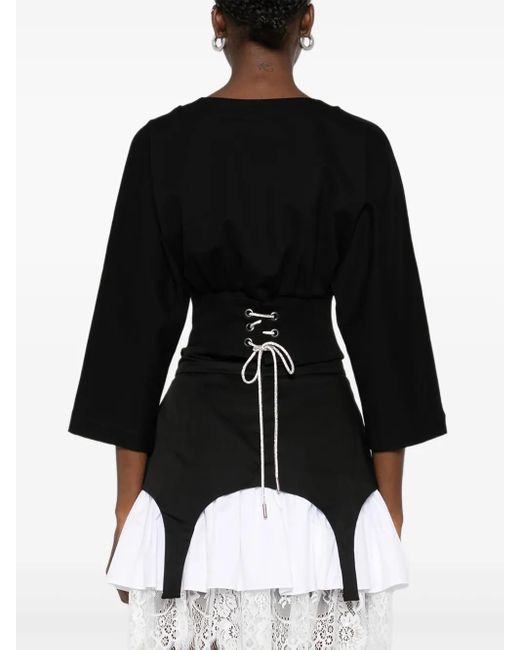 Top Con Maniche A 3/4 di Hamza in Black