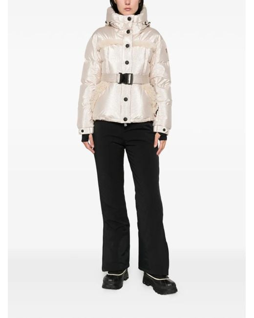 Moncler Natural Moncler Mondim Metallic Shearling-Trimmed Hooded Insulated Ski Jacket