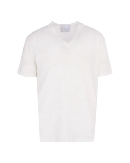 Gaelle Paris White V-Neck T-Shirt for men