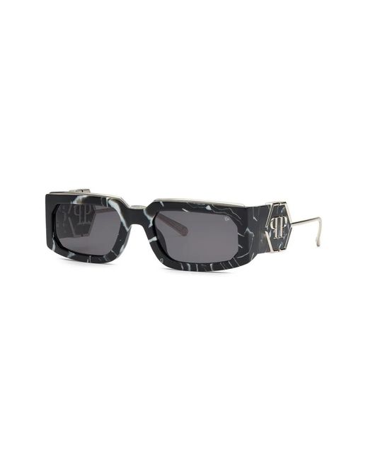 Philipp Plein Gray Rose Venus Rectangle-Frame Sunglasses