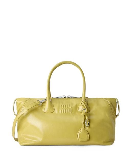 Miu Miu Metallic Logo-Embossed Leather Shoulder Bag