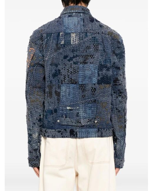 Kafeneo by TBF Jacke Im Patchwork-Look in Blue für Herren