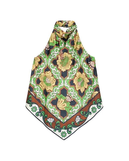 ALÉMAIS White Liana Floral Halterneck Top