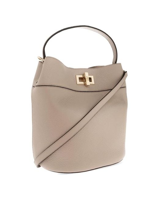 Furla Natural M Amelia Leather Twist-Lock Tote Bag