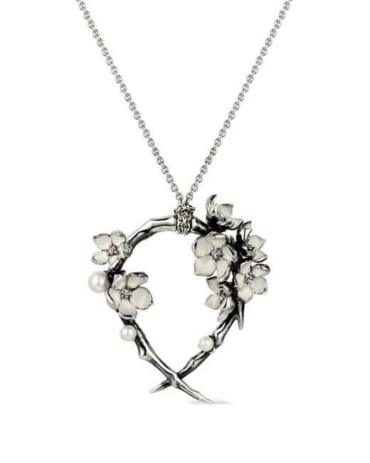 Shaun Leane Metallic Cherry Blossom Diamond And Pearl Necklace