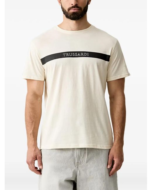 Trussardi White Logo-Print Crew-Neck T-Shirt for men