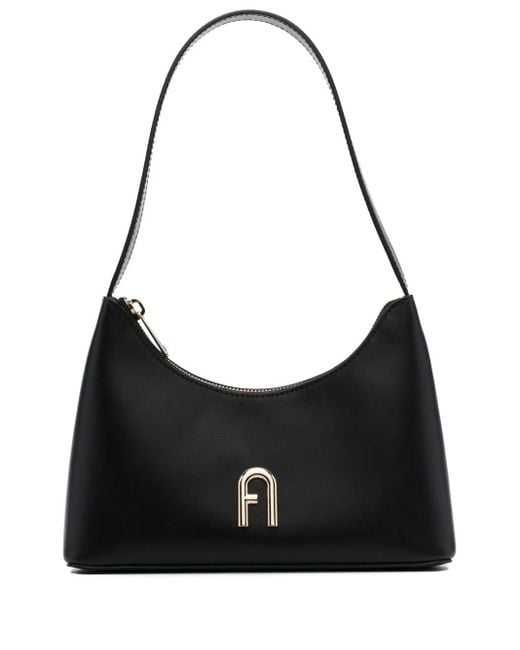 Furla Black Schultertasche Mit Logo-Schild