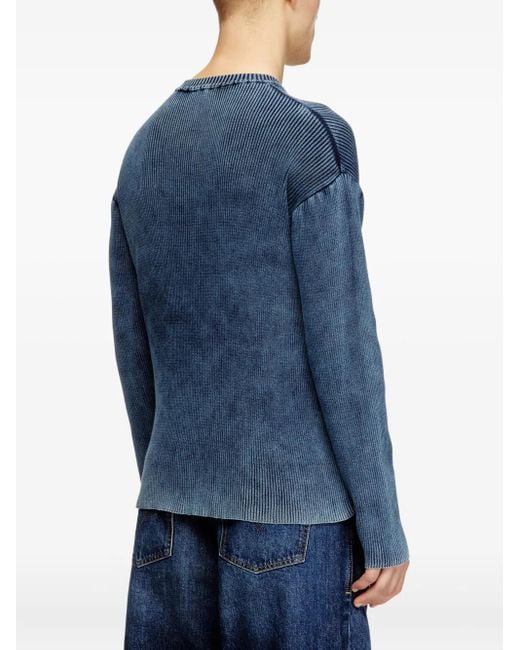 DIESEL K-Darren-D Ribbed Cut-Out Sweater in Blue for Men | Lyst
