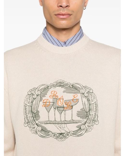 Drole de Monsieur White Graphic-Print Sweater for men