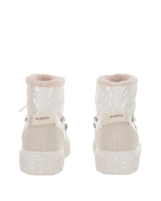 Pinko White Quilted Platform Boots