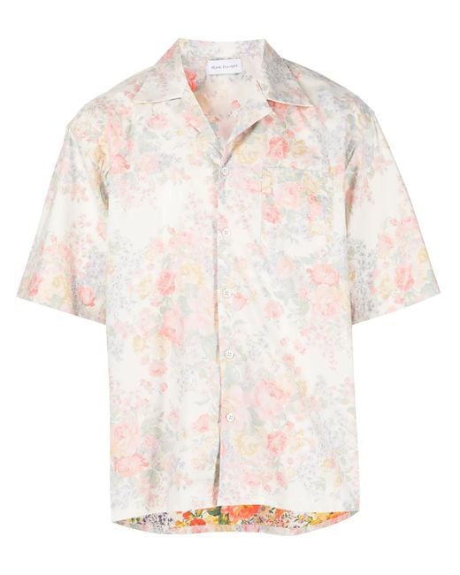 John Elliott White Shortsleeved Floral-Print Shirt for men