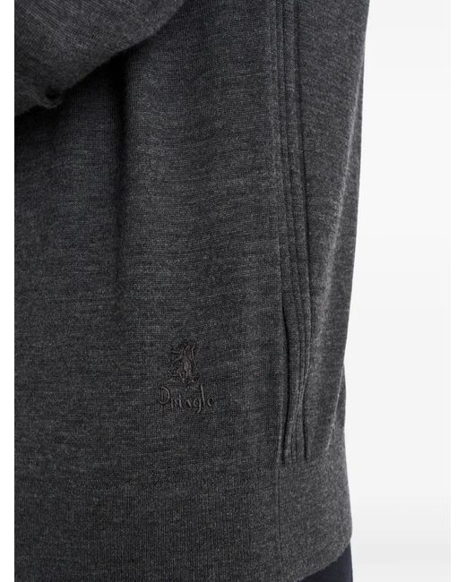 Pringle of Scotland Black Crew Neck Merino Wool Sweater for men