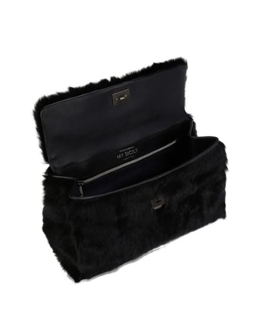 Dolce & Gabbana Black My Sicily Top-Handle Tote Bag