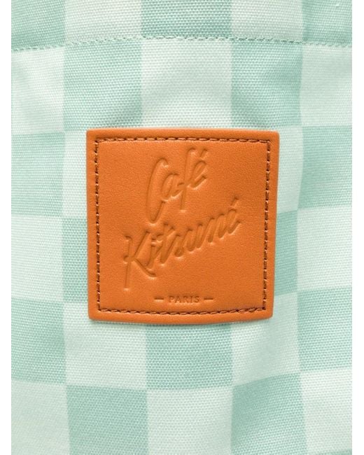 Maison Kitsuné Blue Checkerboard-Print Tote Bag