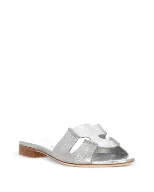 Rodo White Flat Sandals