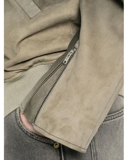 Arma Green Ombre Zip-Front Leather Jacket