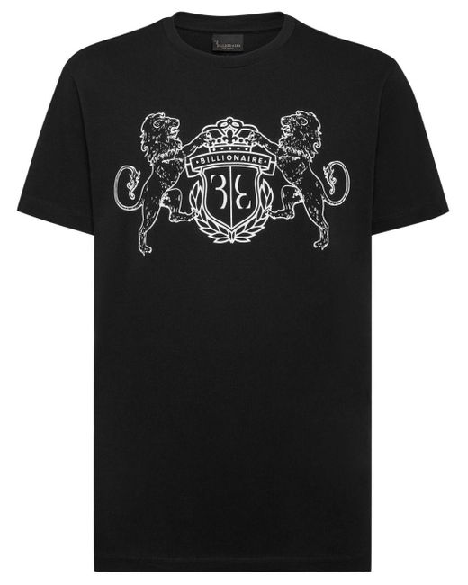 Billionaire T-Shirt mit Logo-Stickerei in Black für Herren