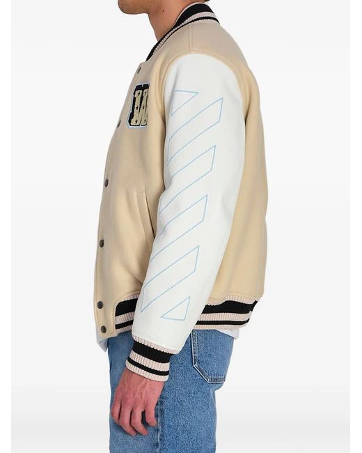Off-White c/o Virgil Abloh Natural Logo-Patch Bomber Jacket for men