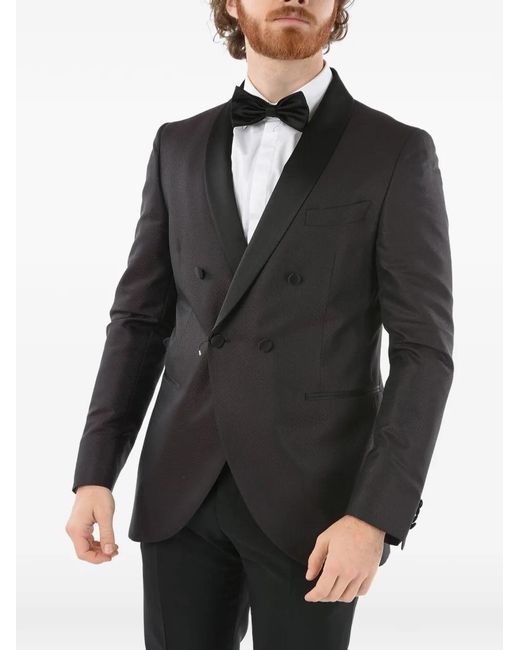 Corneliani Gray Double-Breasted Shawl-Collar Blazer for men