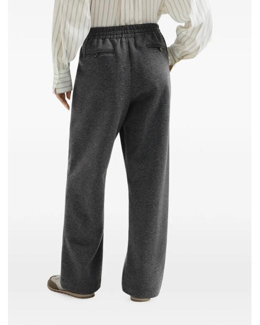 Brunello Cucinelli Gray Techno Cotton And Cashmere Interlock Track Trousers