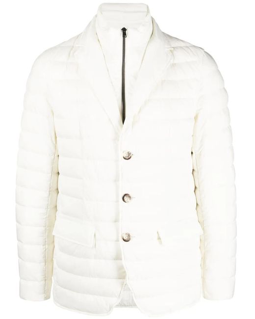 Herno White Notched-Lapels Padded Jacket for men