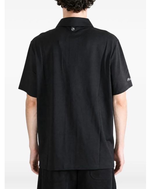 Malbon Golf Black Logo-Embroidered Polo Shirt for men