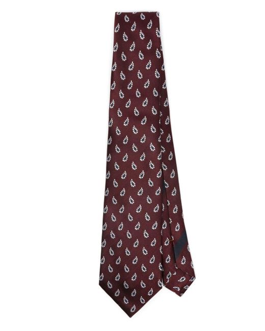 Zegna Geometric-pattern Silk Tie in het Purple voor heren