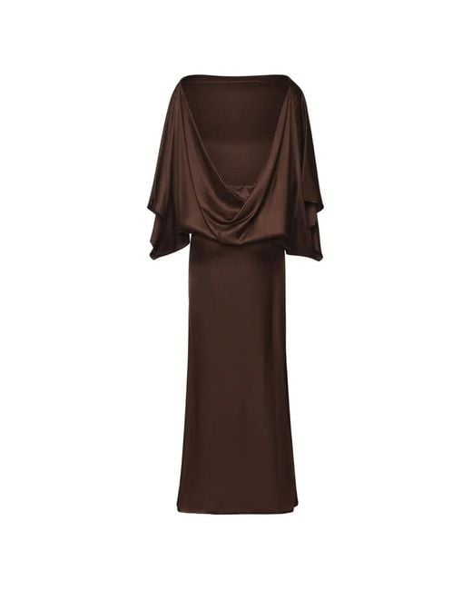 Nineminutes Brown Robe Longue Tha Macha À Manches Chauve-Souris