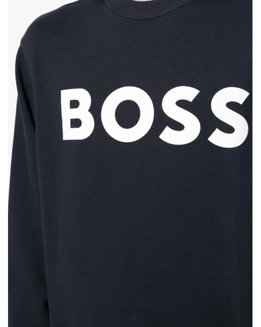 Felpa Con Stampa di Boss in Blue da Uomo